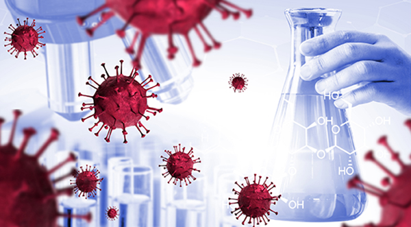 Coronavirus COVID-19 medical test vaccine research and development concept.